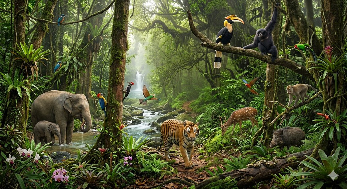 Infographic / Edu Visual - Tropical Rainforest Wildlife Ecosystem