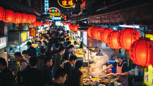 Vibrant Taipei Night Market Scene