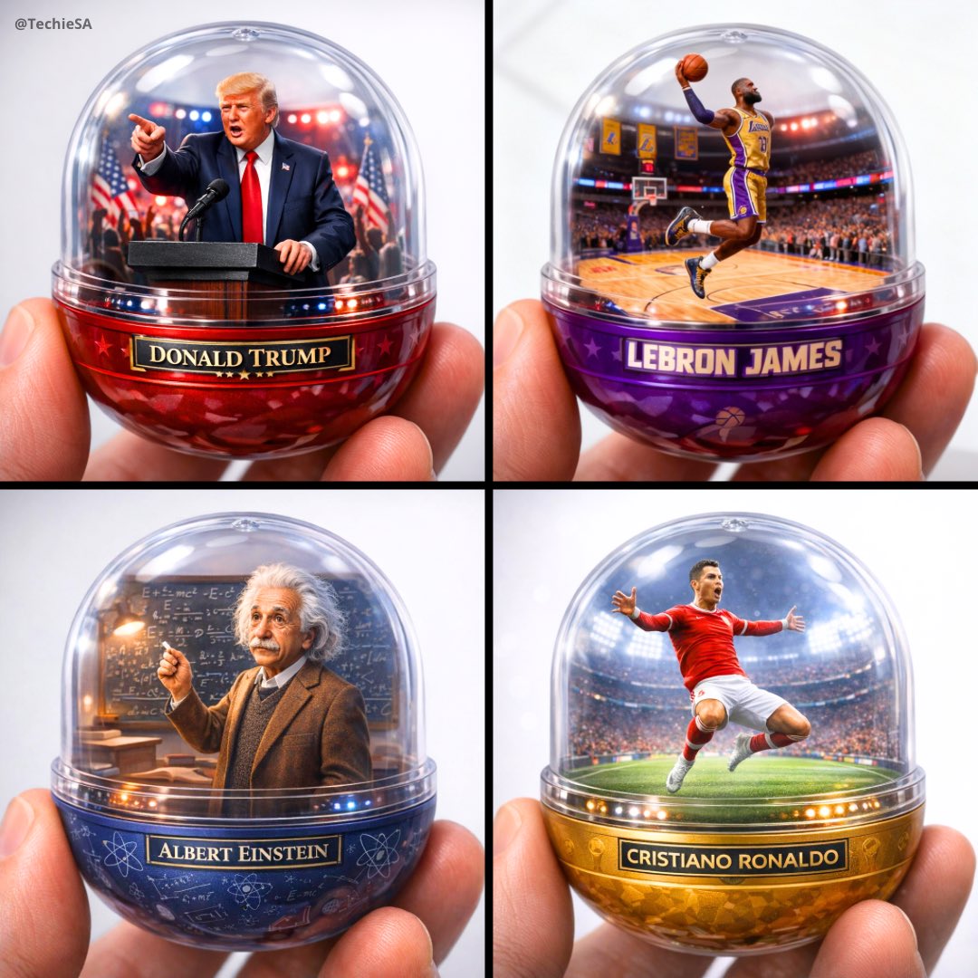 A detailed transparent gashapon capsule diorama, held between fingers, featuring [NAME] in their [I…