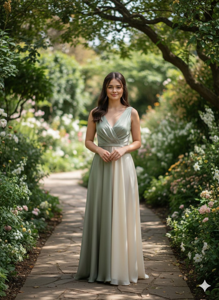 {   "render_goal": "Natural cinematic garden portrait with timeless elegance",   "subject": {     "…