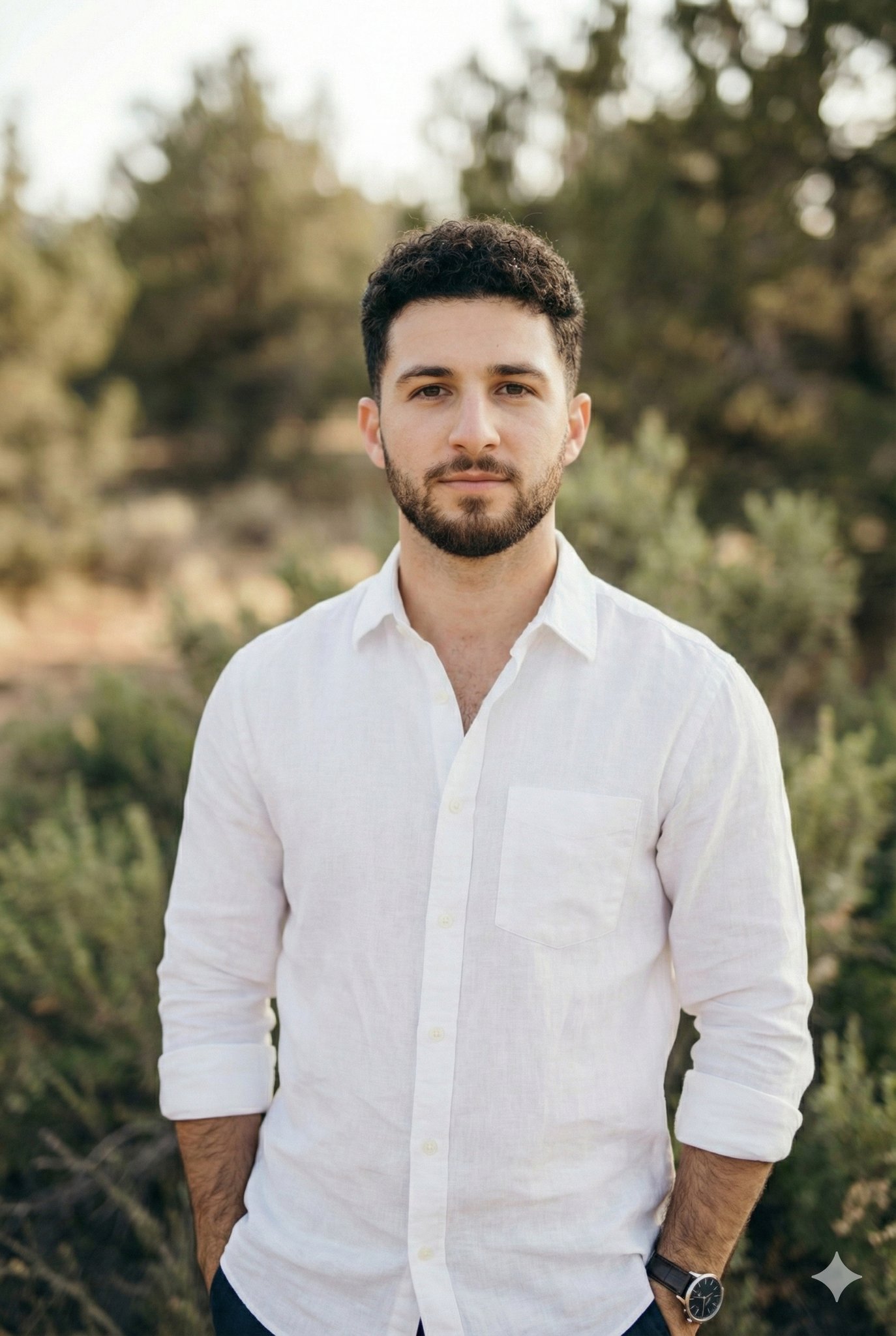 { "scene_type": "outdoor portrait", "composition": { "framing": "medium shot", "orientation": "vert…