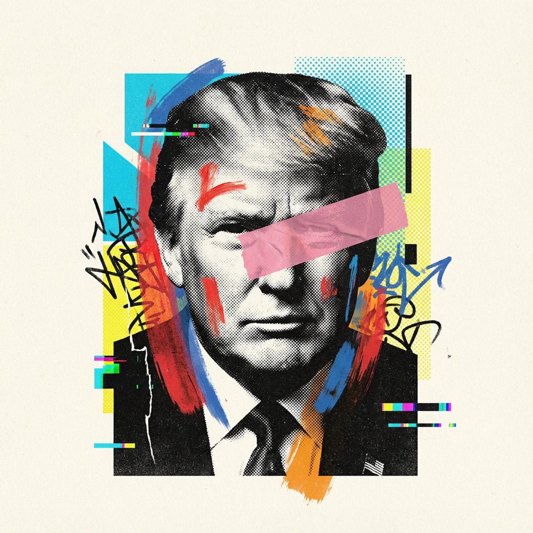 [PERSON \ BRAND] visualized as the central masterpiece of a surreal avant-garde collage, style of m…