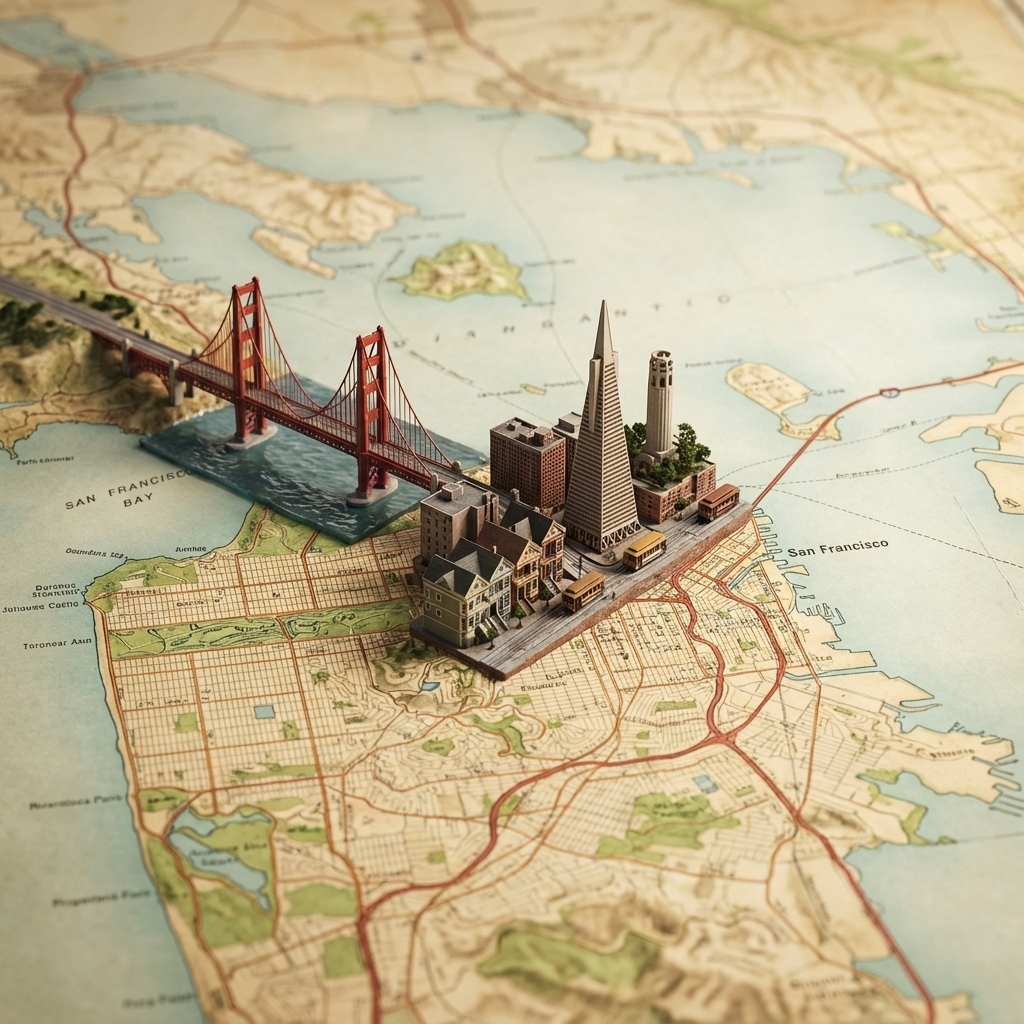 A realistic, highly detailed geographic map viewed from above, accurately representing the region w…