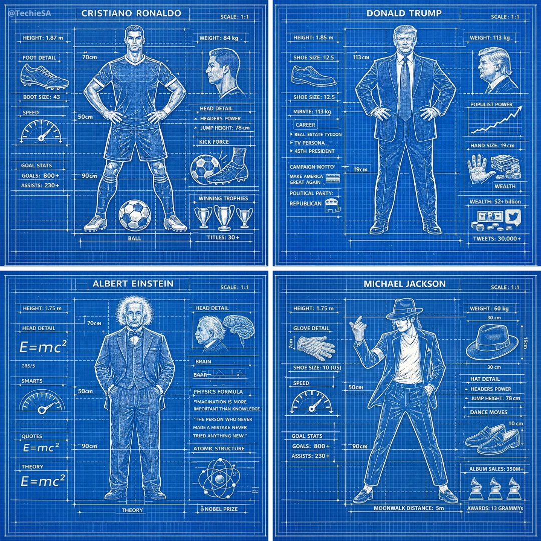 A detailed technical blueprint illustration of [CHARACTER], drawn in blueprint style on a blue grid…