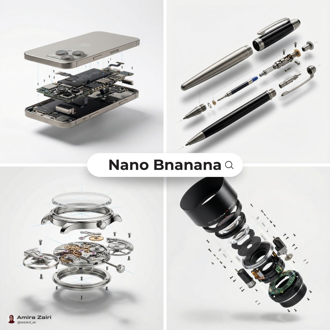 Create an exploded products with inner mechanics [product], high-end product advertising, white sea…