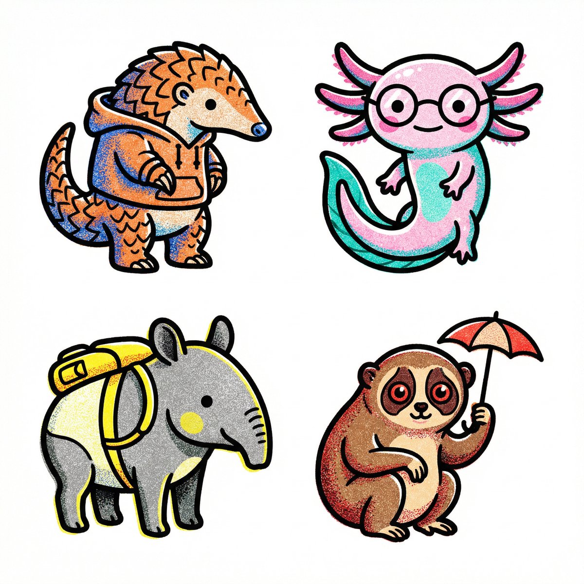 Create a collection of icons representing [a theme], they belong together as a single theme. Put th…