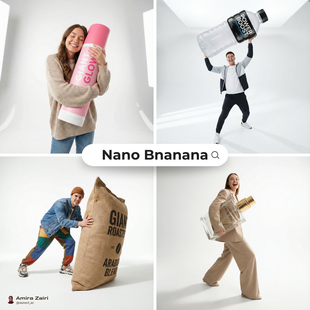 [person], [pose], oversized product in the attached image as the main hero prop, playful fun energy…