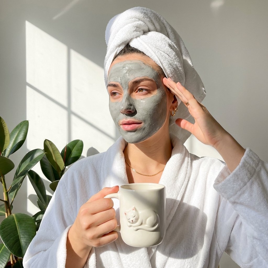 young woman enjoying a calm self-care moment
