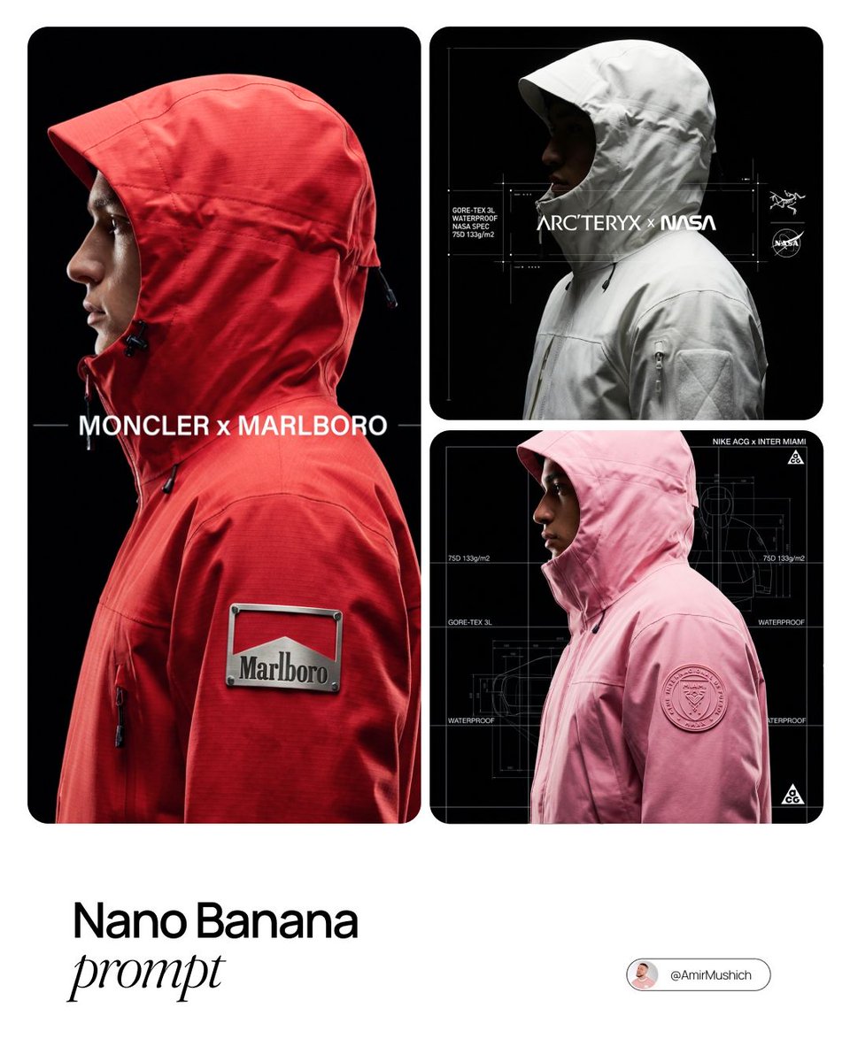 [BRAND NAME]. Act as a Creative Director for a technical outerwear brand and a High-End Product Pho…