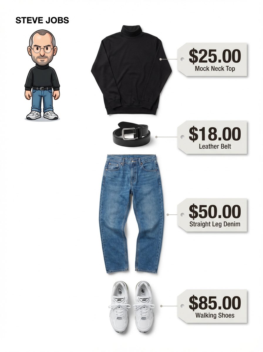 Create a clean, minimalist fashion infographic from an uploaded reference photo of a person.