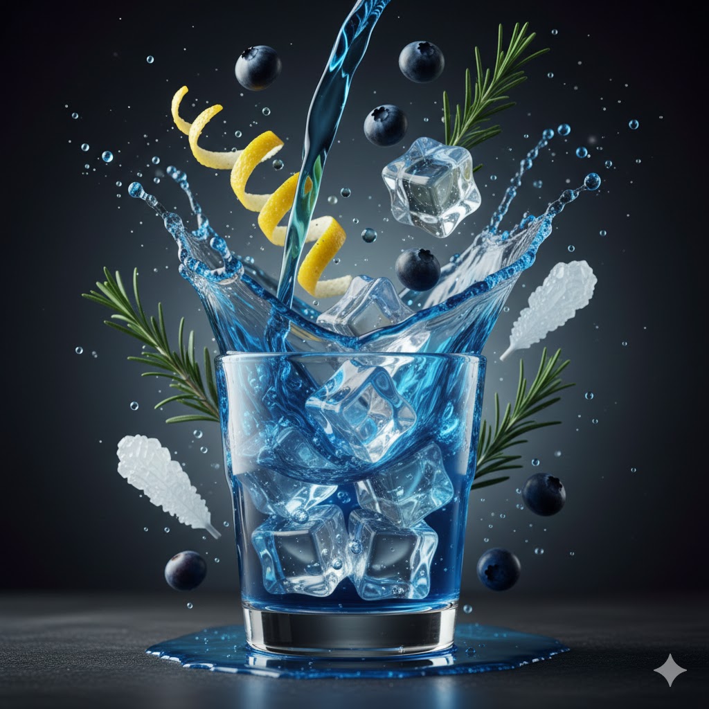 Hyper-realistic food photography, ultra high-definition, dynamic floating ingredients and liquids, …