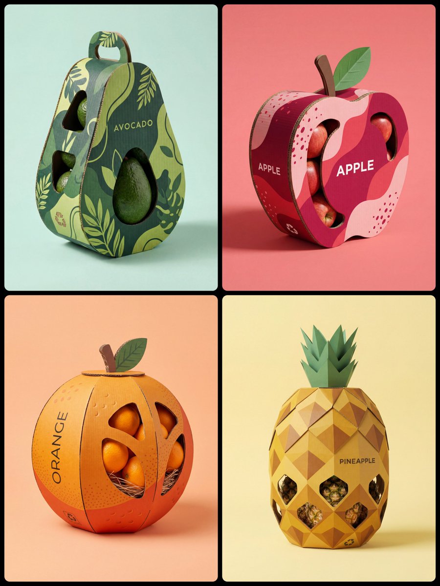 A high-quality professional product photography of a creative structural packaging design for [Frui…