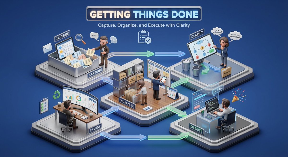 Create a 3D isometric miniature diorama showcasing the productivity system [SYSTEM NAME]. Angle rem…