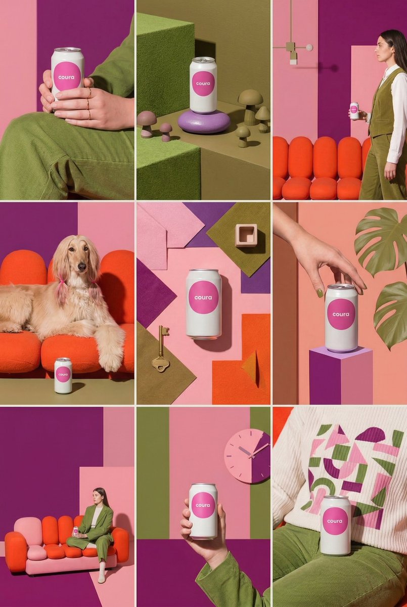 Create a 9-image Instagram feed for this product in [the same aesthetic]. Use different locations, …