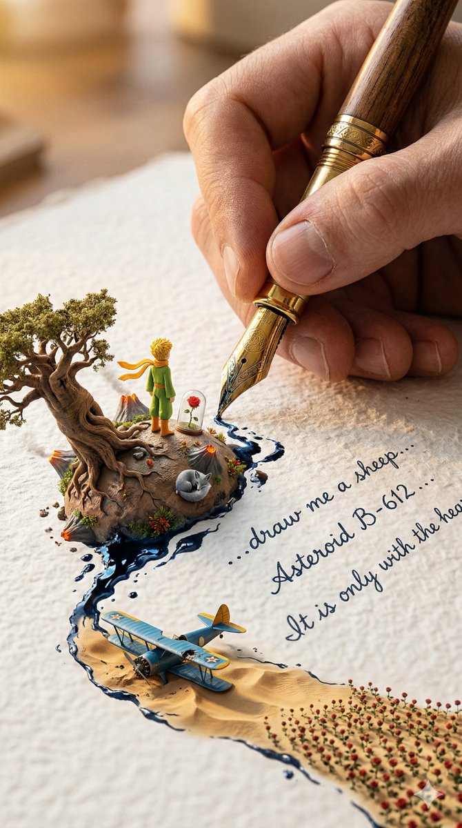 A colossal hand gripping an enormous vintage fountain pen, captured in vertical portrait format (9:…