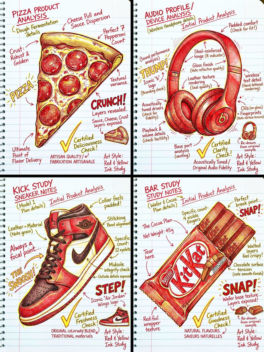 Use the image I sent. Create a hand-drawn portrait illustration with red and yellow pen on notebook…
