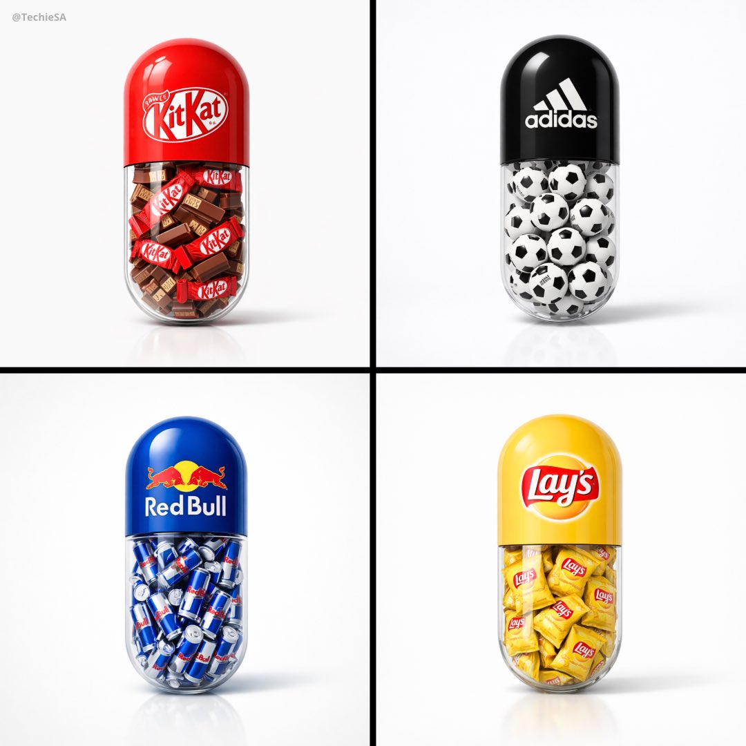 Create a minimal poster. A large capsule pill centered in the frame. The top half of the pill is so…