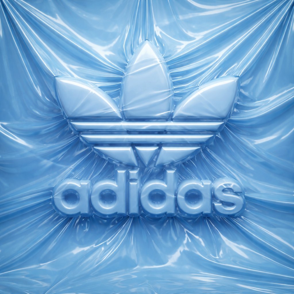 logo completely wrapped in a single layer of elastic plastic or shrink wrap. The shapes of the logo…