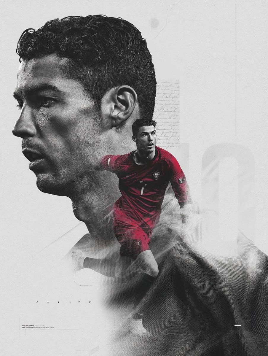 A dramatic double exposure portrait of a professional football player, large side-profile face in b…