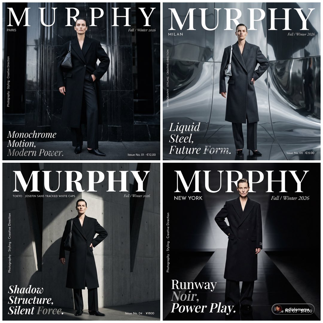 Murphy magazine fashion editorial photograph. Androgynous model early 30s, sharp bone structure, fl…