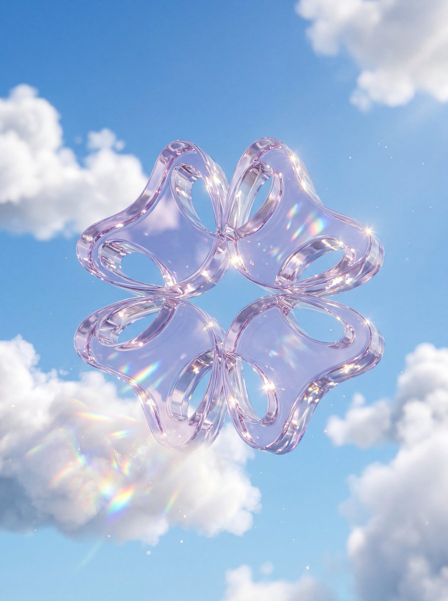 A premium 3D stylized version of attached logo, rendered as thick, translucent crystal glass with h…