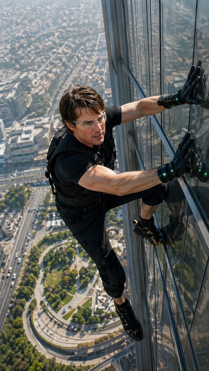 ultra-realistic IMAX-grade cinematic action shot, extreme high-angle perspective looking down from …