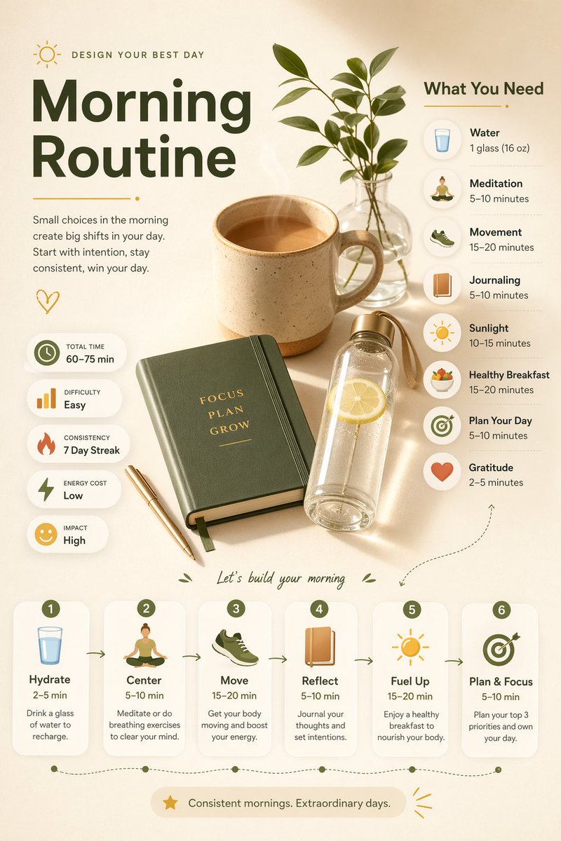 Ultra-clean modern editorial infographic on the topic of [ROUTINE] routine. Hero visual: a stylized…