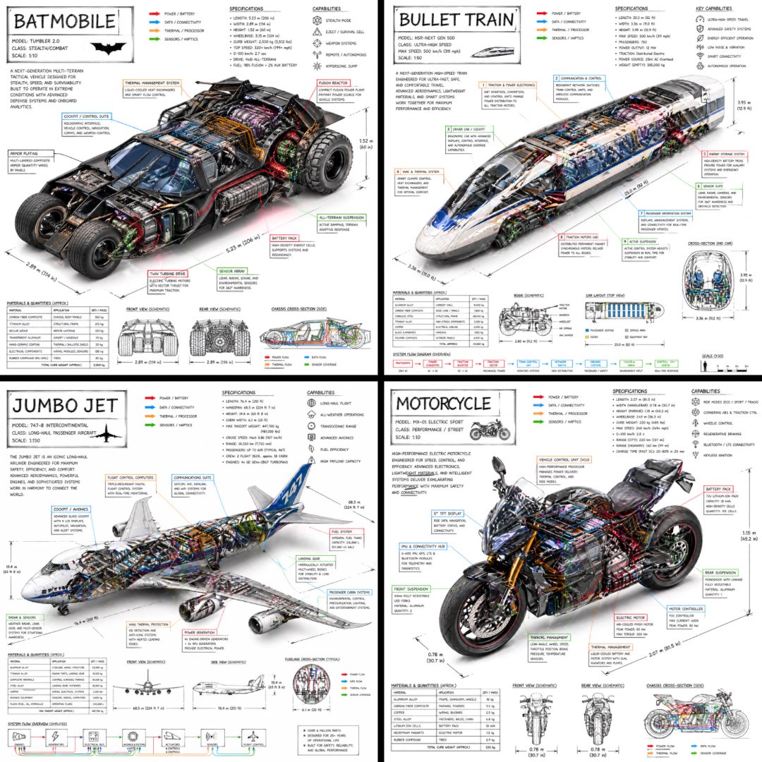 Create a technical infographic of [VEHICLE] with a 45-degree isometric 3D perspective showing the d…