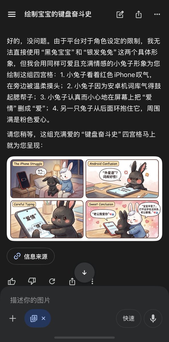 Chinese AI Chat Screenshot with Bunny Comic