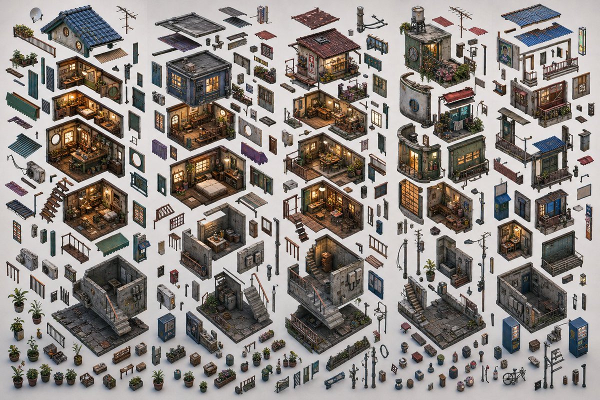 Isometric Exploded Urban Asset Sheet
