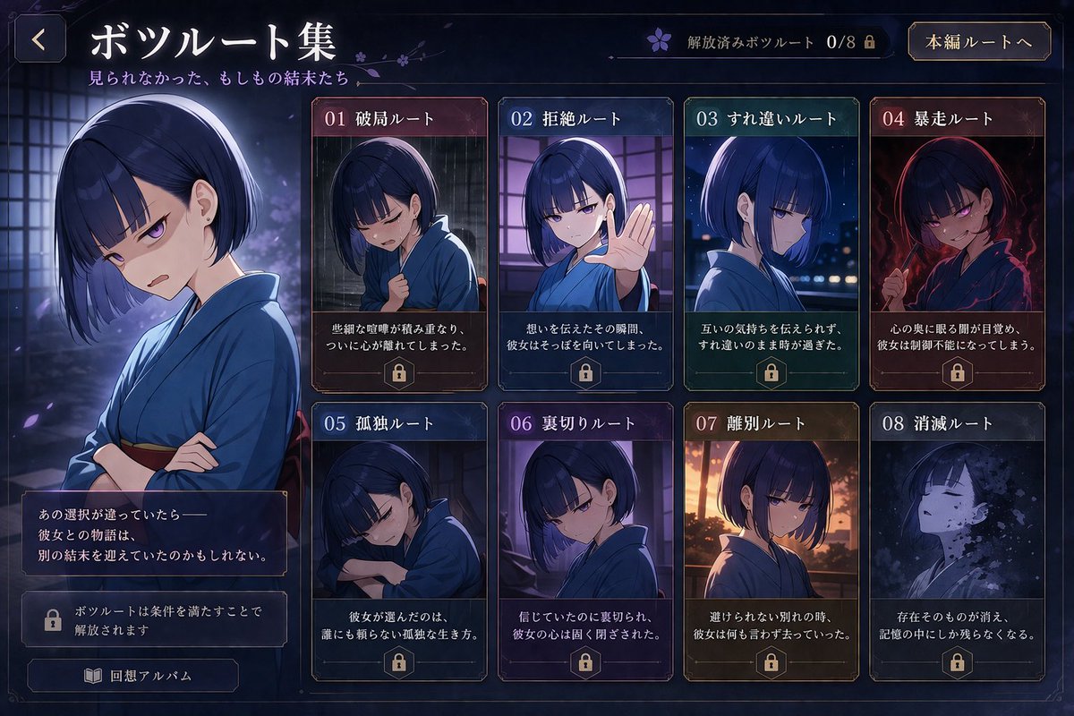 Visual Novel Rejected Routes UI