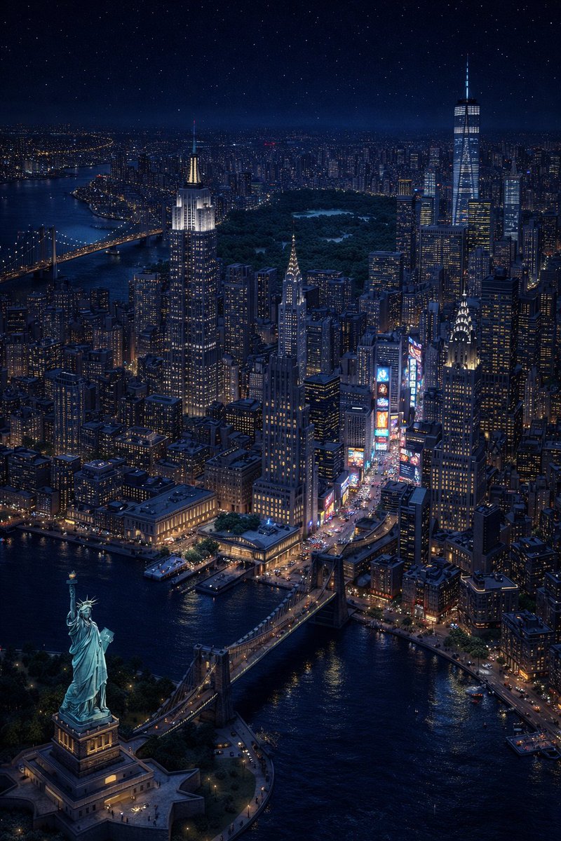 Isometric miniature 3D cartoon scene of New York