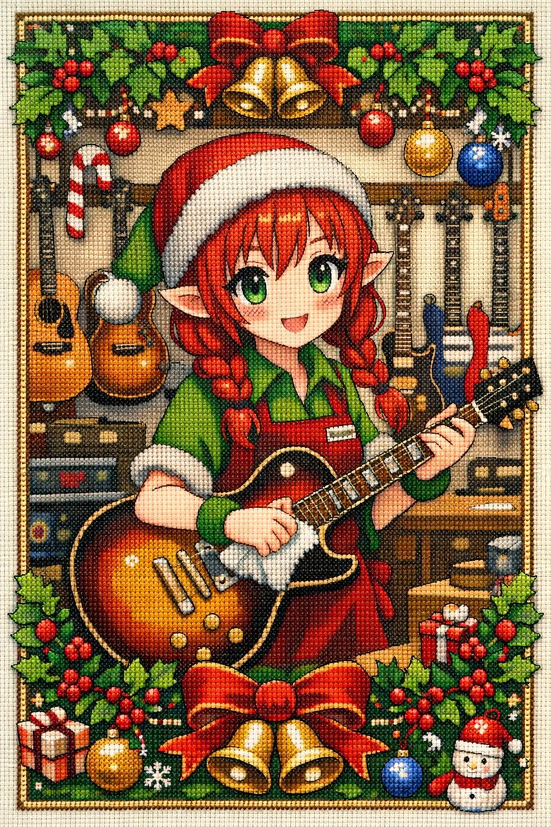 Anime Christmas Elf Cross-Stitch
