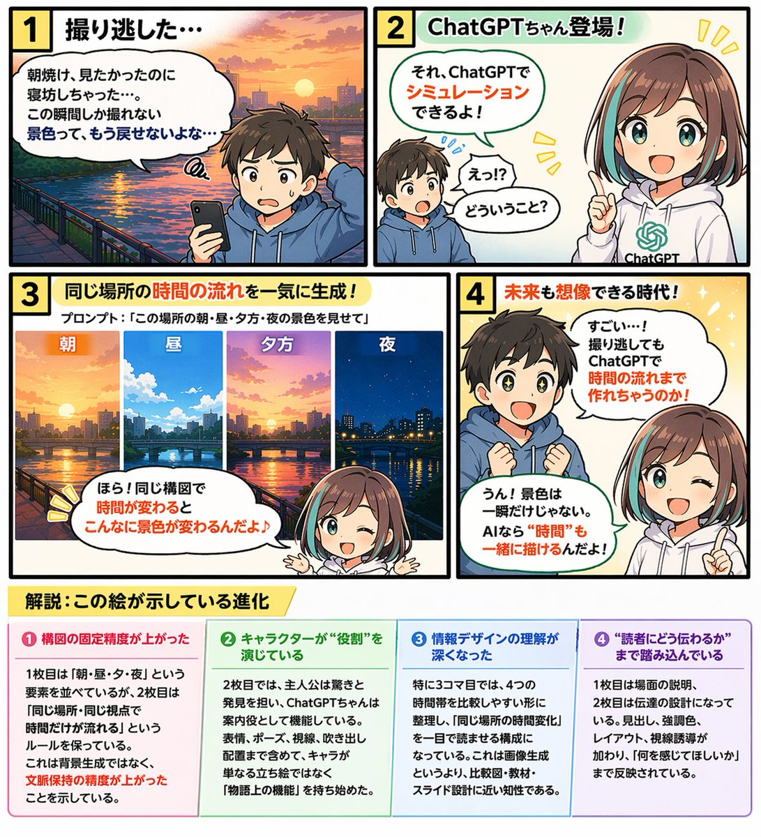 Educational 4-Panel Manga with Infographic