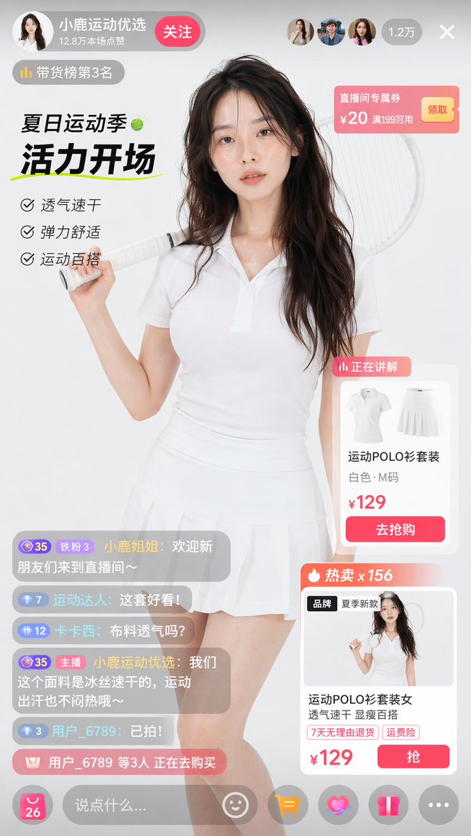 E-commerce Livestream UI Mockup