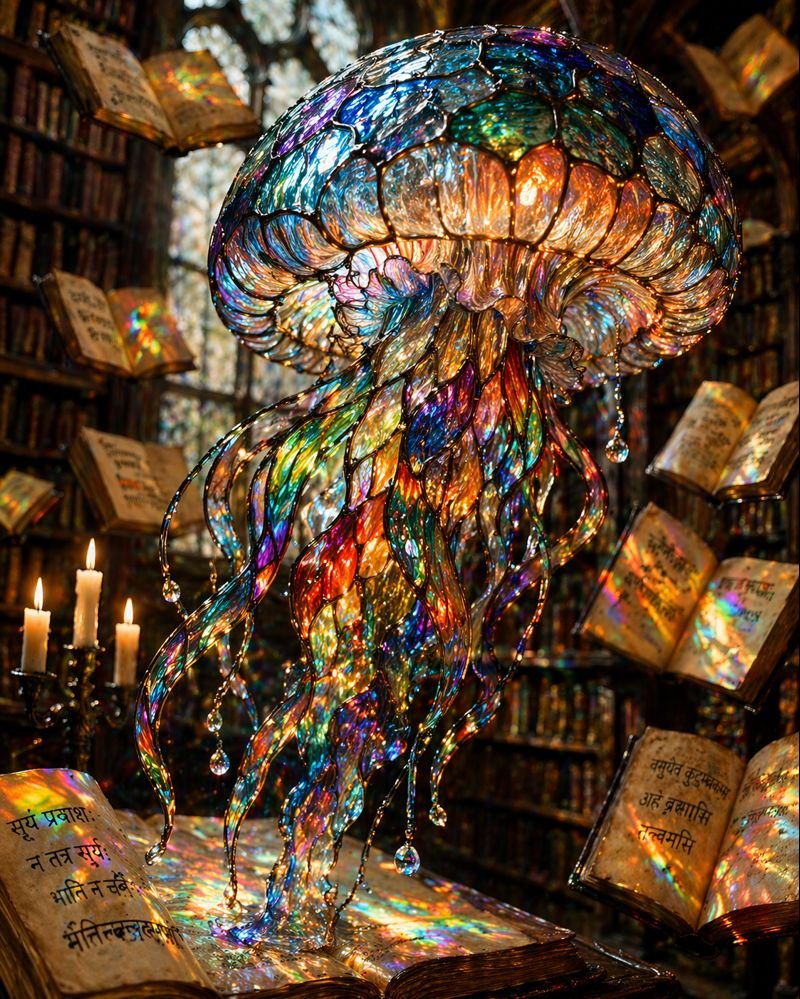 Macro Stained Glass Jellyfish