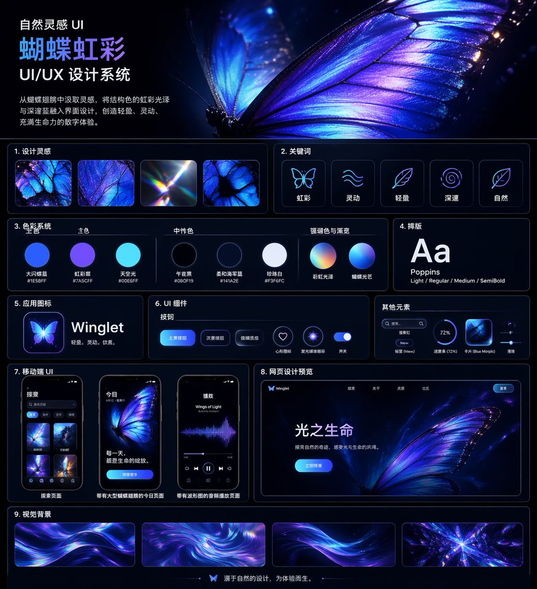 Iridescent Butterfly UI System Board