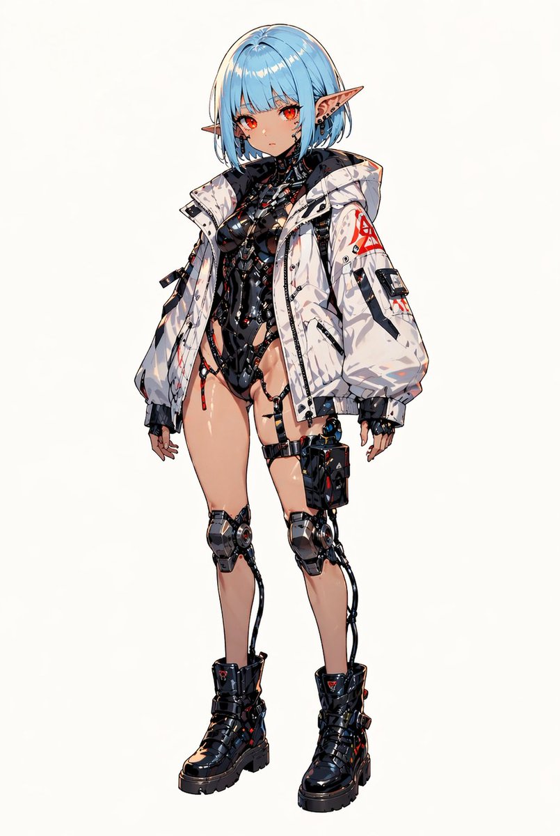 Cyberpunk Elf Girl Full-Body Portrait