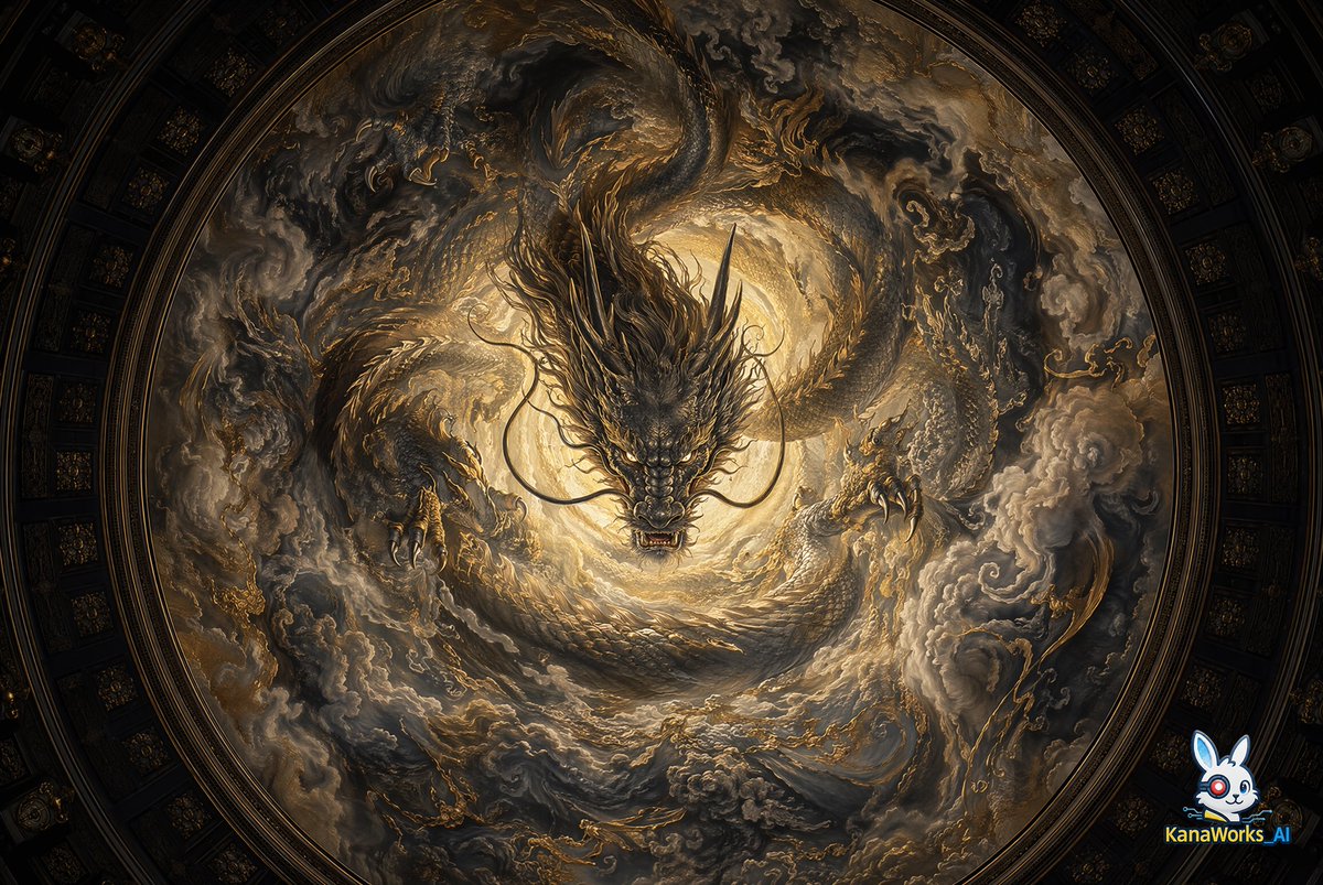 Museum-grade Crying Dragon Dome Mural