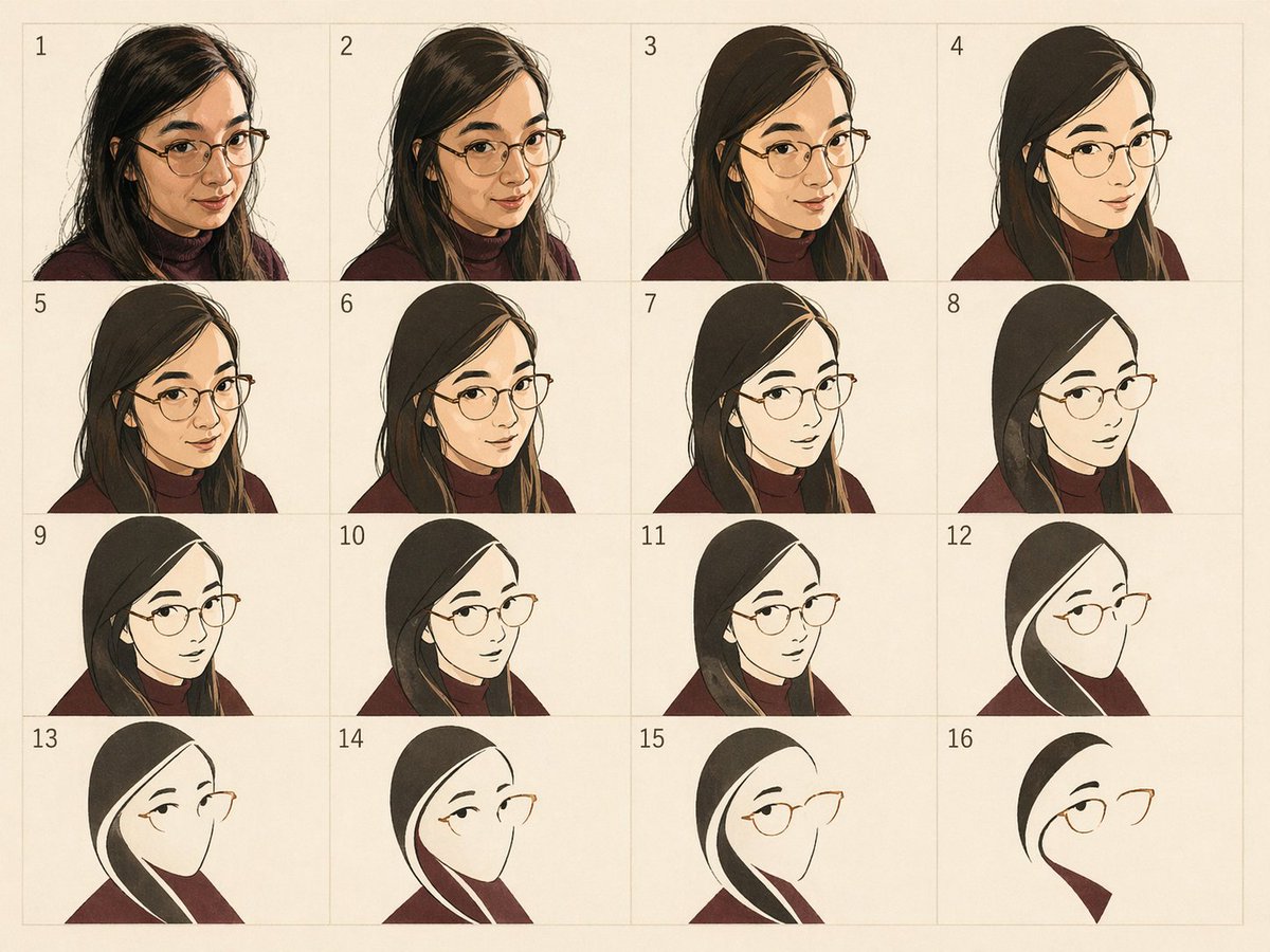 16-Panel Portrait Abstraction Study