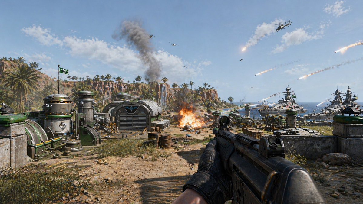 First-Person Tropical Island Warzone