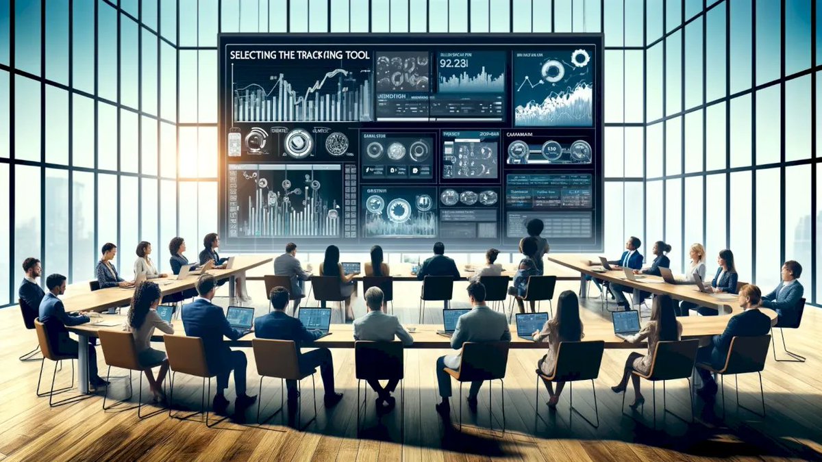 Futuristic Boardroom Analytics Meeting
