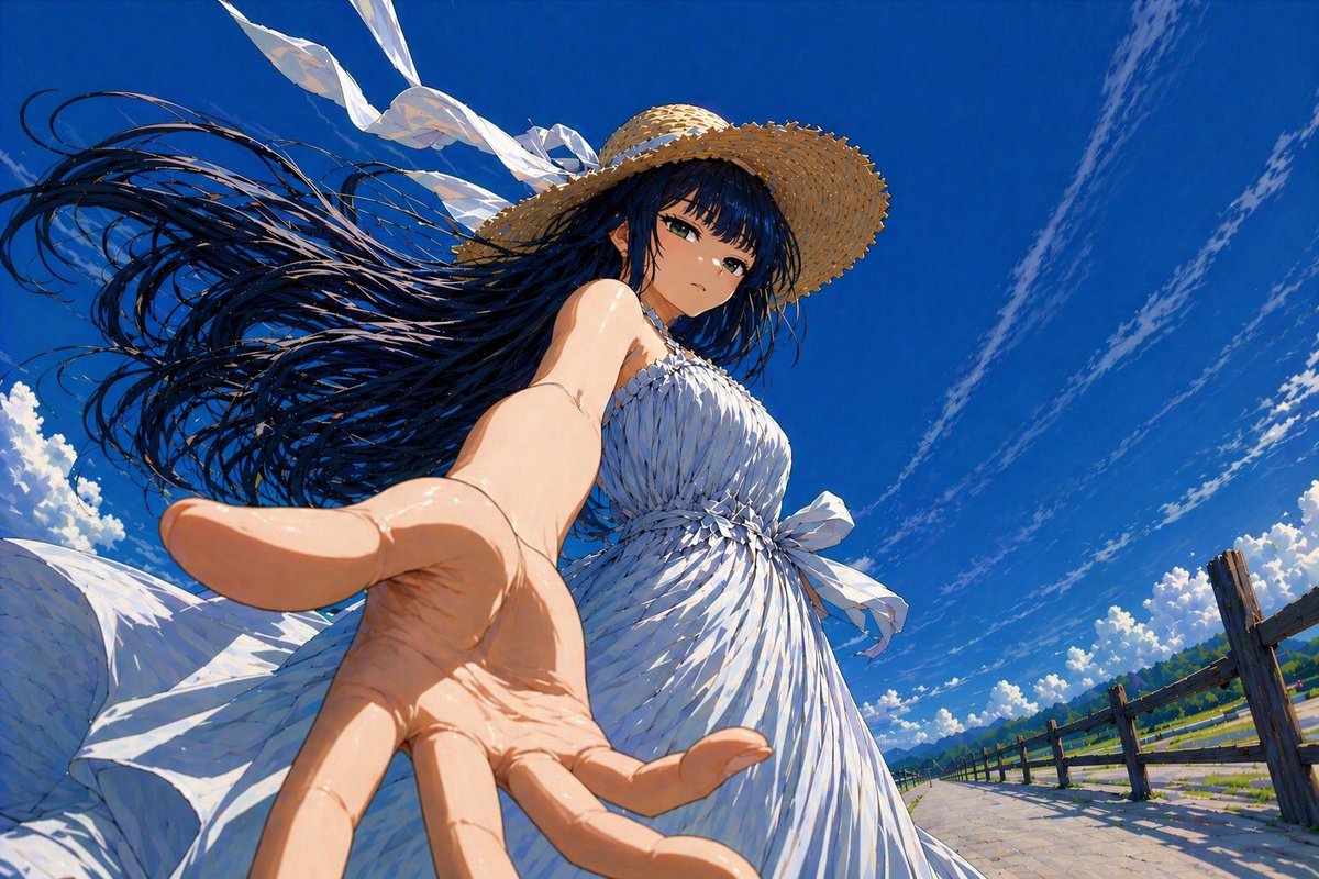 Low-Angle Anime Summer Hand Reach