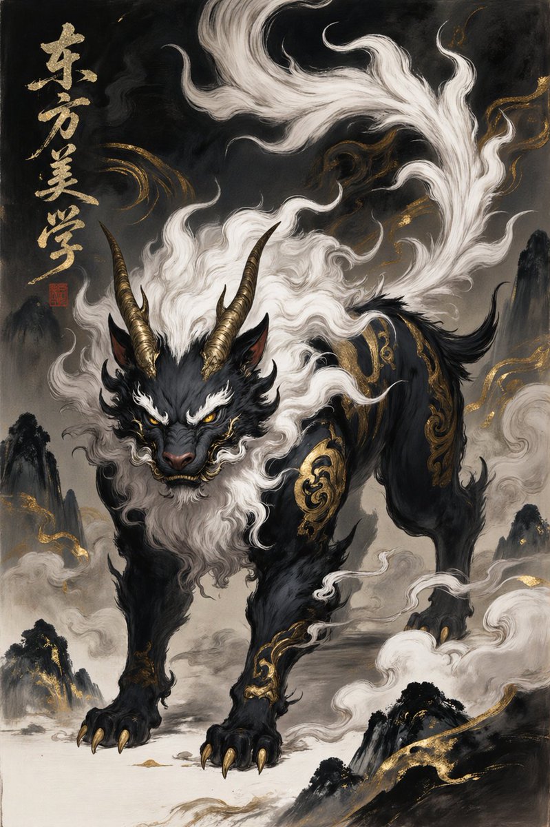 Oriental Mythical Beast Suanni Poster