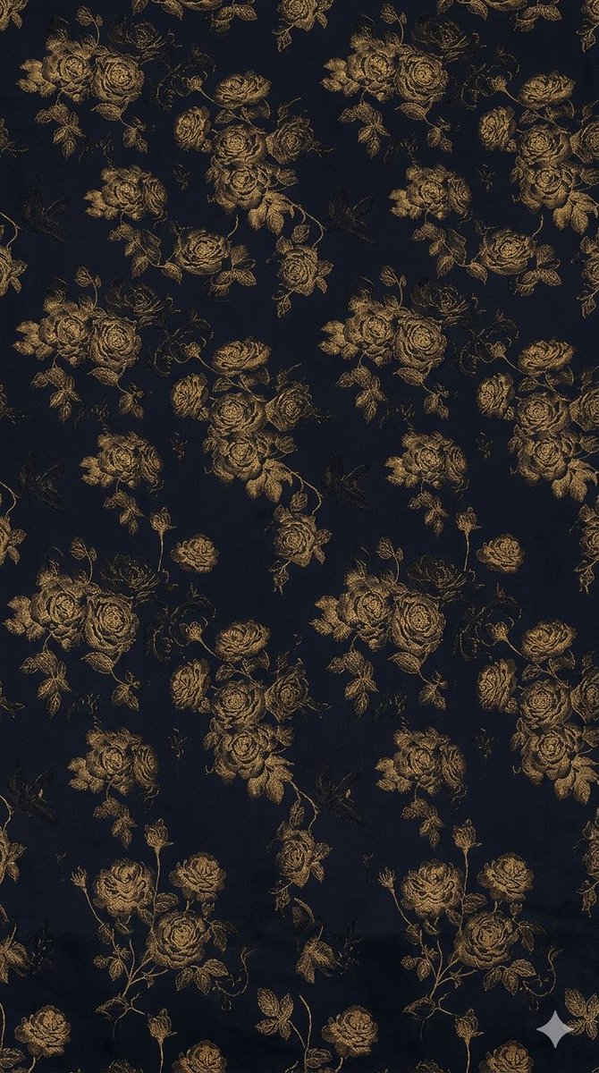 Seamless Gold Roses on Navy