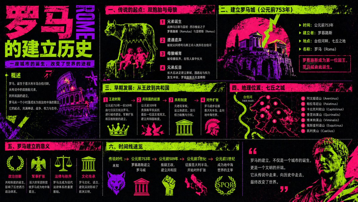 Neon Rome History Infographic
