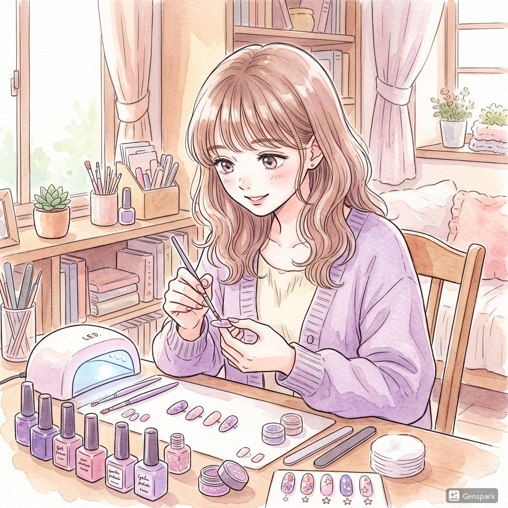 Pastel Anime Nail Artist at Desk