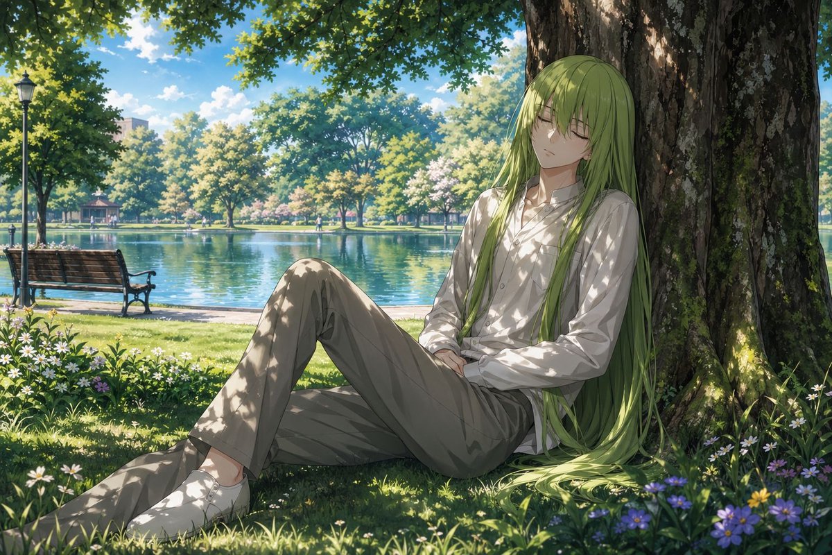Enkidu Resting by a Lakeside Tree