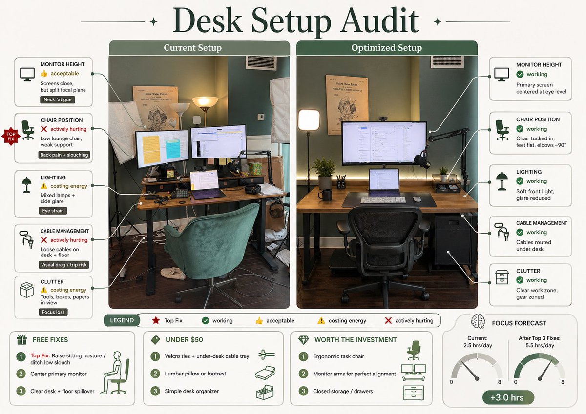 Desk Setup Audit Infographic