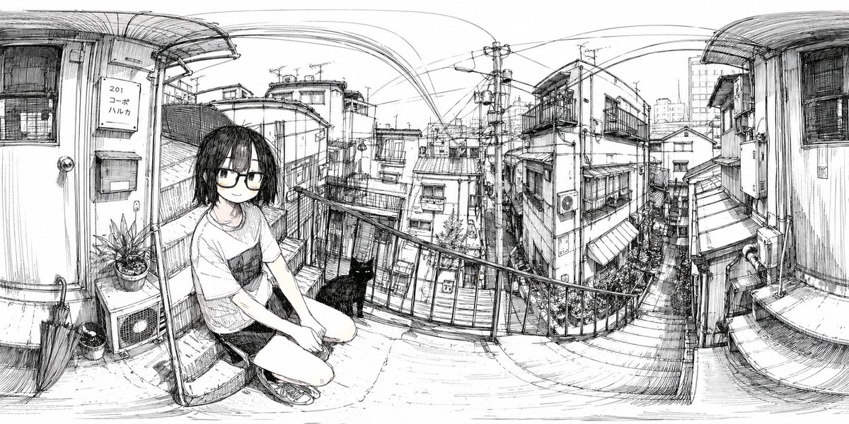 Ink 360 Panorama of Tokyo Backstreet